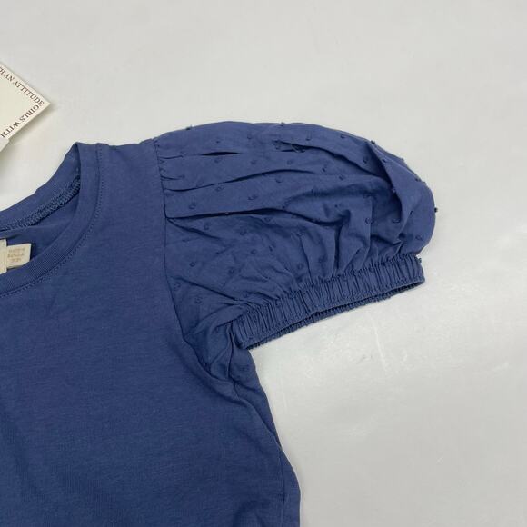 NWT Creamie Size 8 Vintage Indigo Swiss Dot Sleeve Top - Picture 2 of 4